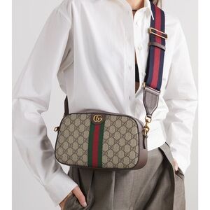 Gucci Brown and Green crossbody Bag with Iconic Design